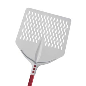 Pala para pizza "Tulipán" de aluminio anodizado con agujeros cuadrados