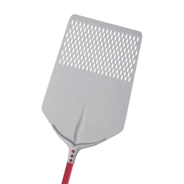 Pala para pizza "Tulipán" de aluminio anodizado rectangular perforado.