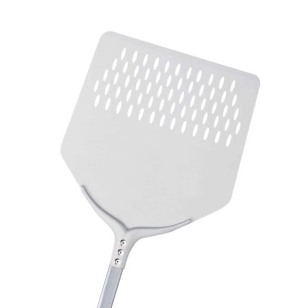 Pala para pizza cuadrada de aluminio perforada "inteligente", destinada al uso doméstico.