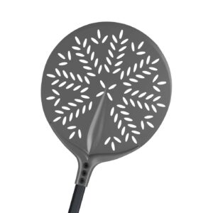 Pala para pizza redonda perforada de aluminio anodizado duro de 60°