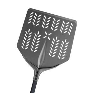 Pala para pizza cuadrada perforada de aluminio anodizado duro de 60°