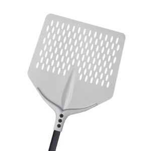 Pala para pizza "Tulip GF" de aluminio anodizado con perforaciones cuadradas.