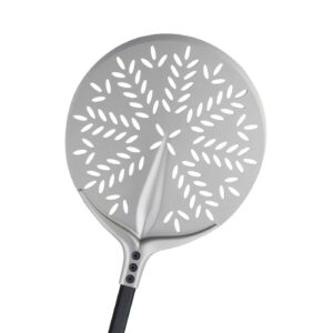 Pala para pizza redonda perforada de aluminio anodizado GF "Tulip 60°"