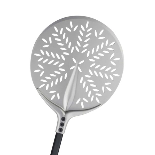 Pala para pizza redonda perforada de aluminio anodizado GF "Tulip 60°"