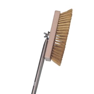 Cepillo rectangular de madera con cerdas de latón y mango de acero inoxidable 18/10.