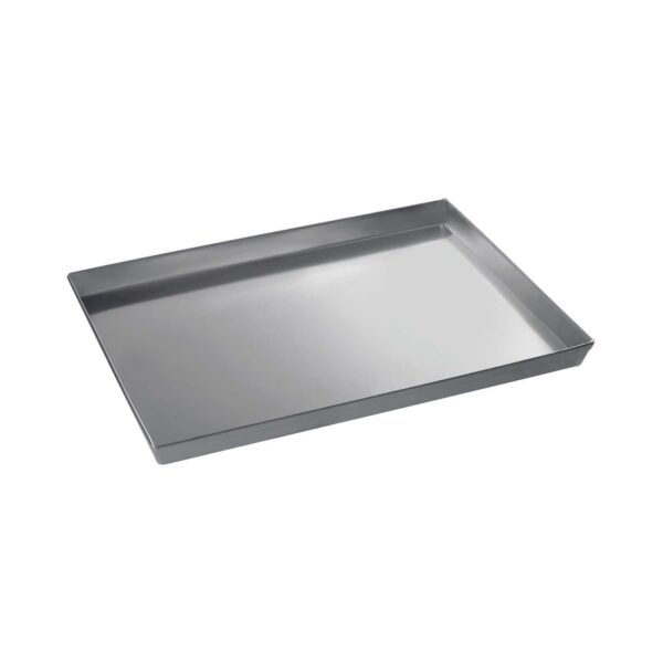 Bandeja rectangular para hornear de hierro aluminizado con paredes acampanadas