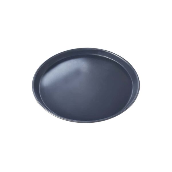 Bandeja redonda azul para hornear con borde bajo